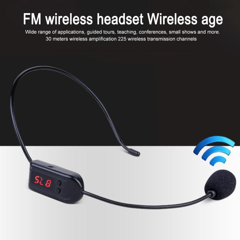 Draadloze Microfoon Headset Voice Versterker Fm-zender Voor Teaching Tour Guide Draadloze Fm Condensator Microfoon Headset