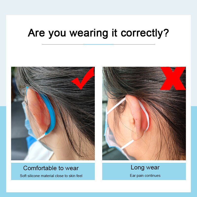 Orejeras protectoras de silicona para las orejas, Protector suave para las orejas, banda protectora, accesorios para mascarillas, 1 par