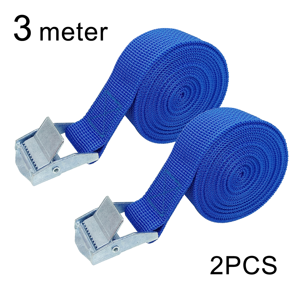 Cinghie di carico per cintura di ancoraggio con fibbia da 2 pezzi da 3 metri per auto camion moto bici corda da traino cintura vincolante borsa per bagagli automatica cinghia fissa: Blu