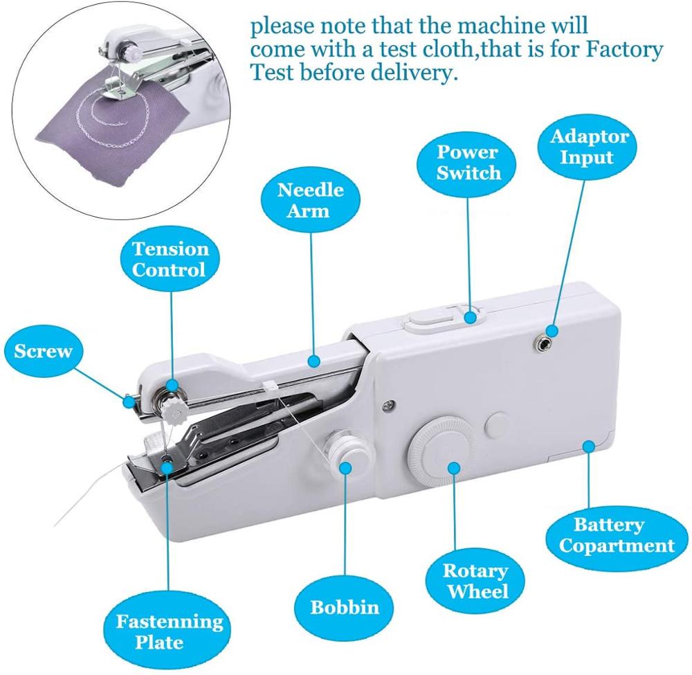 Mini bærbar symaskine håndholdt trådløs hurtig tøjsøm til hjemmerejse