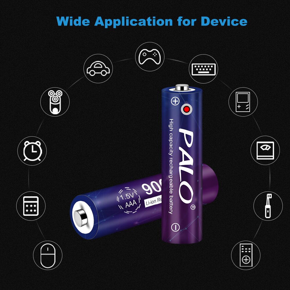 PALO AAA Battery 900mWh 1.5V Lithium-ion AAA rechargeable battery for Remote Control Toy light Batery 1.5v aaa li-ion battery