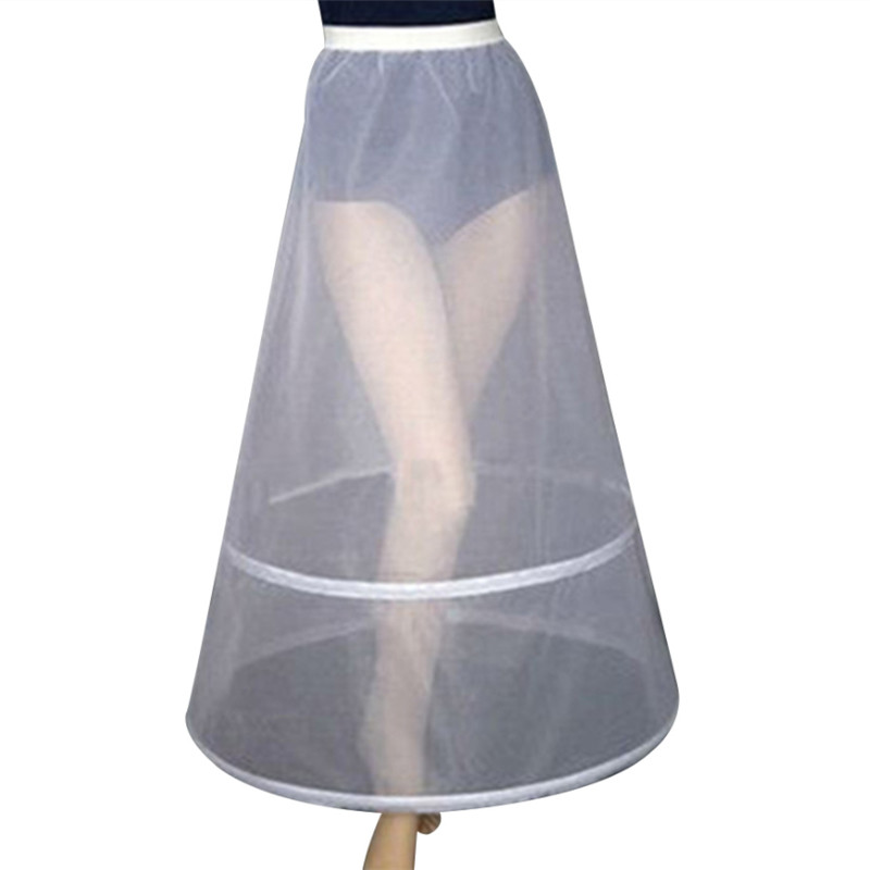 frauen Braut 2 Reifen A-Linie Knöchel-Länge Volle Petticoat eins-Schicht Elastische Taille Hochzeit Kleid Krinoline Unterrock