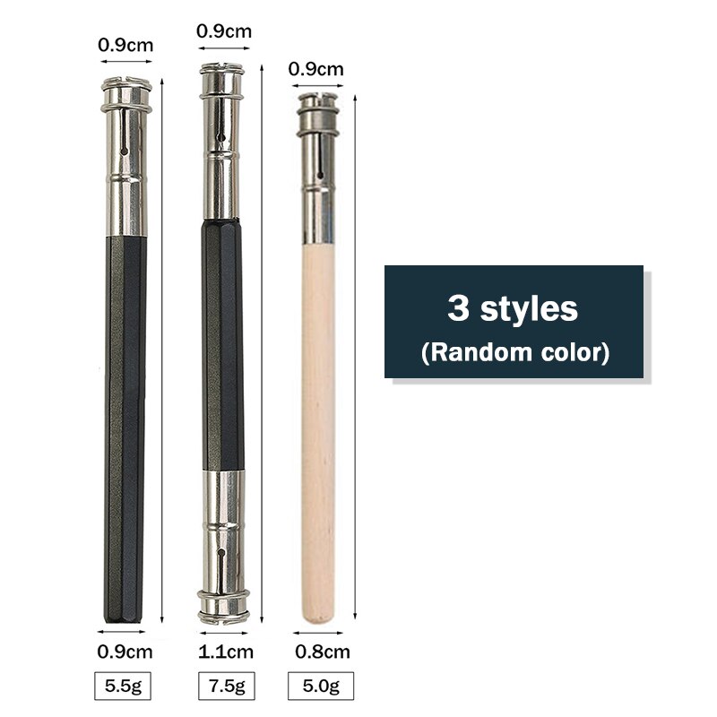 Adjustable Single/Dual Head Pencil Extender Holder Metal/Wood Extension Rod Round/Triangle/Hexagonal Pencils Connect Penholder: Mixed Color