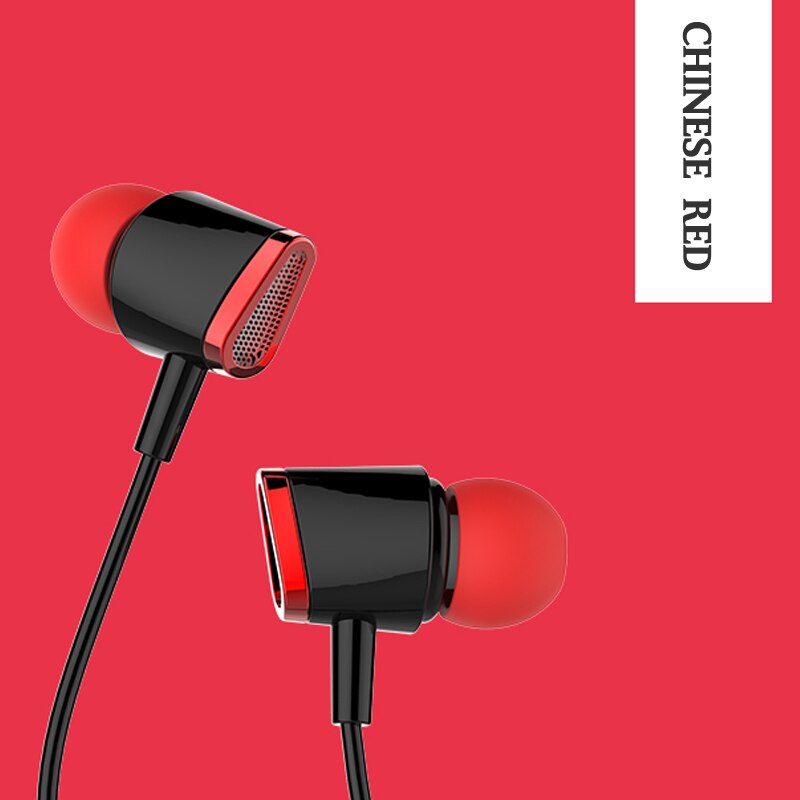 Bedrade Oortelefoon Bass Sound In-Oortelefoon Headset 3.5Mm In-Ear Koptelefoon Met Microfoon Handsfree Call Telefoon Oortelefoon voor Android Ios: Rood
