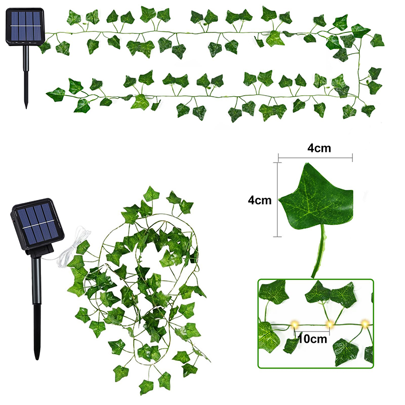 Guirnalda de luces solares de ratán de 5/10M, lámpara de hadas para exteriores, hoja de planta Artificial de 8 modos para decoración de valla de jardín y acampada para boda