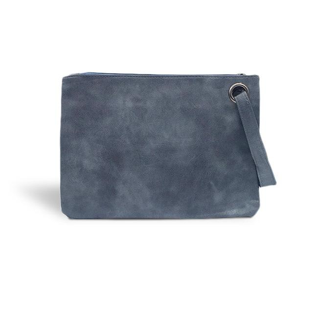 Solid Handbag Women's Clutch Bag Leather Women Envelope Bag Zipper Evening Bag Female Clutches Handbag Torebki Damskie: BlueGray