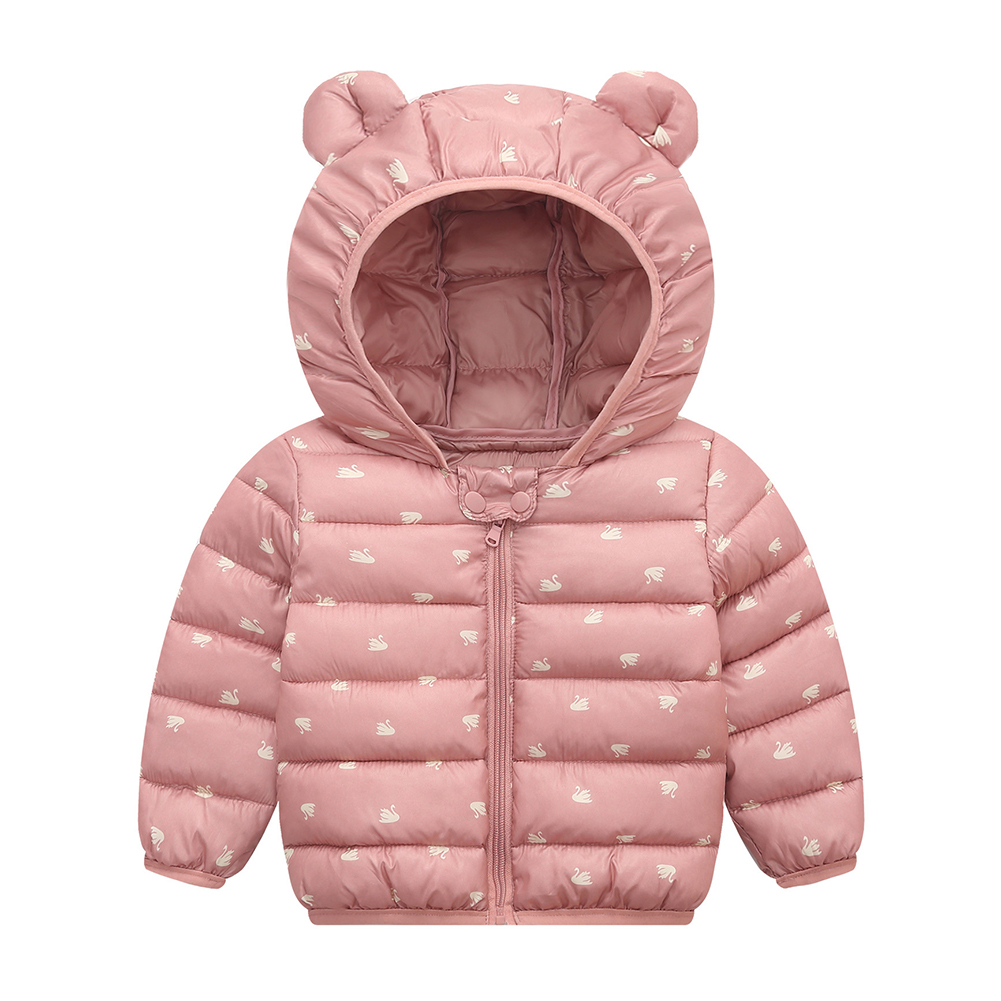 Vintervarma kappor för barn med luva vadderad lätt pufferjacka för pojkar flickor våren småbarn ytterkläder 1-6 år varm kappa: Rosa / Xl
