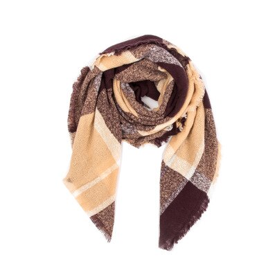 Women Plaid Scarf Winter Pashmina Shawls Cashmere Thick Wraps pashmina long tassel female foulard thick blanket: White