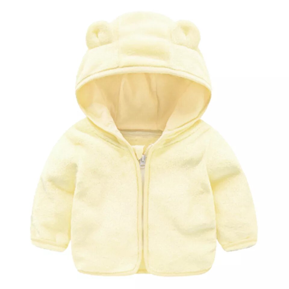 Børnefrakke efterår varm blød uld jakke baby dreng tegneserie hættetrøje tøj pige pink dejlig øre frakke top: Beige / 3t