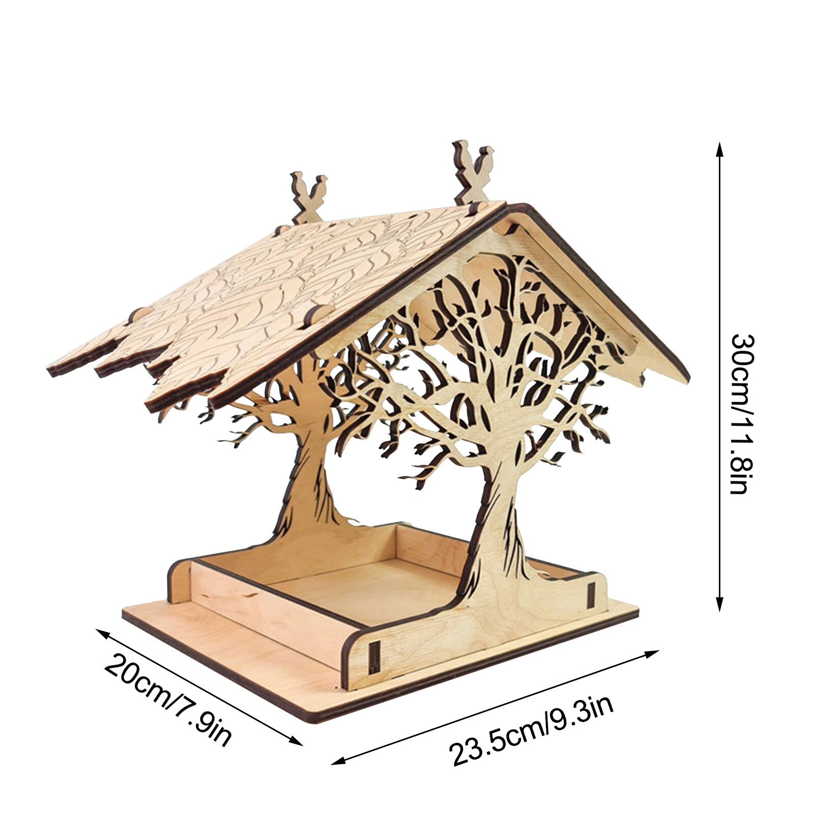 Drewniany domek dla ptaków Birdhouse wiszący podajnik gniazd z pętlą Dom ogród dziedziniec na świeże powietrze dla zwierząt domowych dekory w kształcie sześciokąta z dachem: B