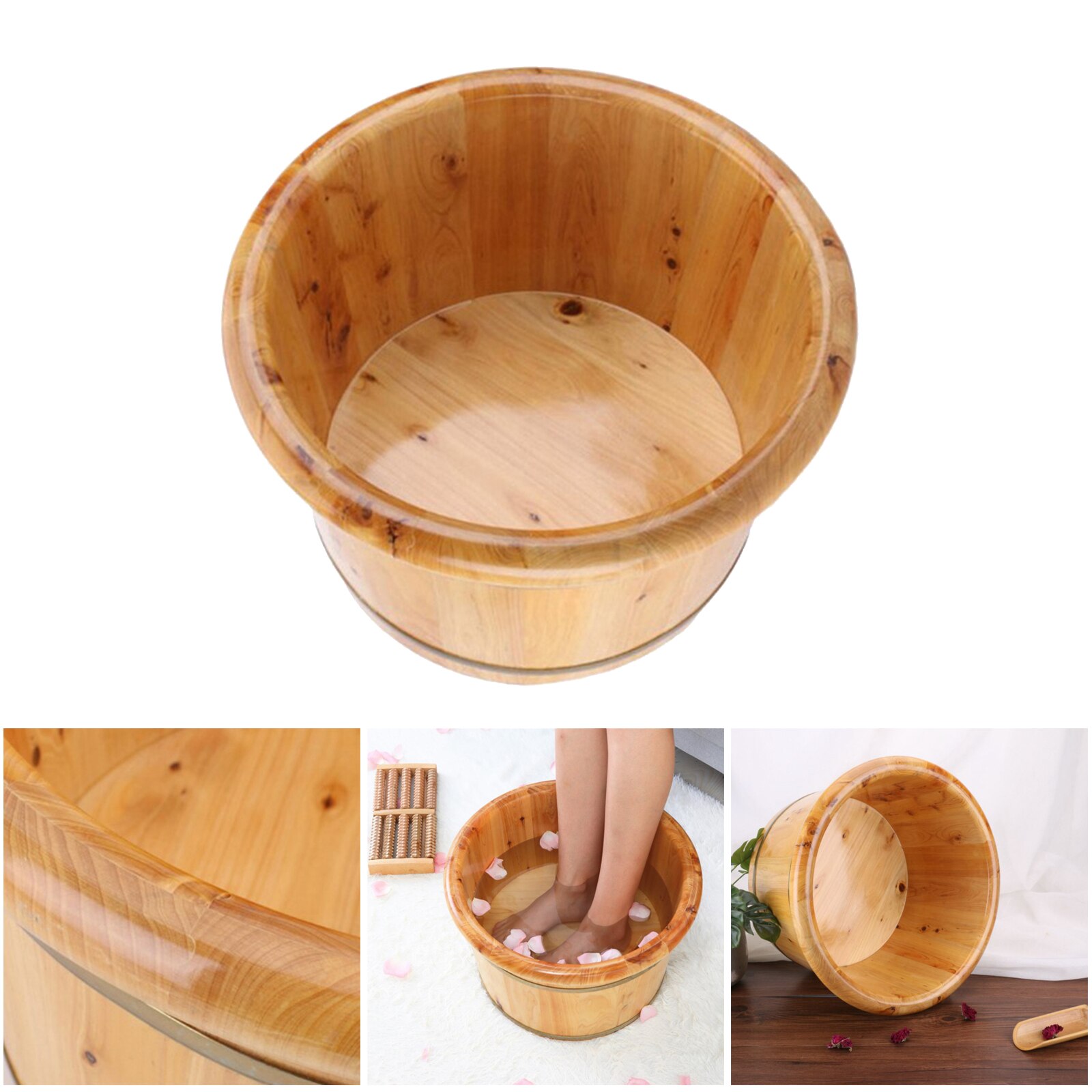 Practical Cedar Wooden Foot Basin for Foot Washing Removal Fatigue Relieving