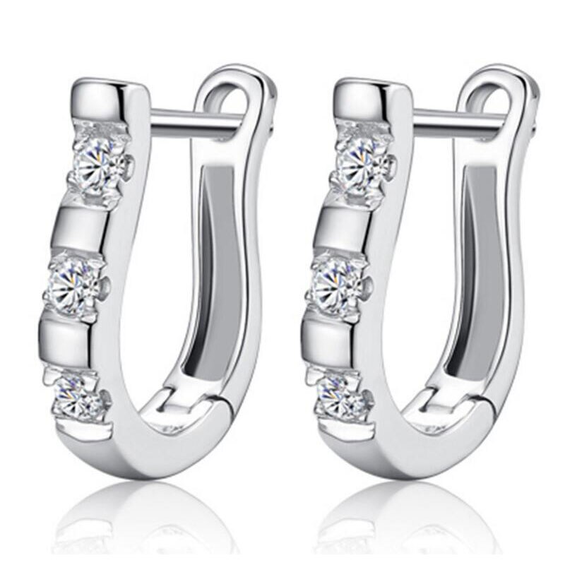 Pendientes 925 Sterling Zilveren Oorbellen Harp Zirkoon Studs Paard Schoen Oorbellen Voor Vrouwen oorbellen boucle d' oreille: Default Title