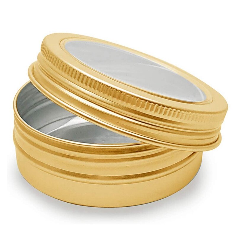 12 stuks aluminium blikken potjes van 2 ounce (ca. 57 ml) , 60 ml ronde potjes met deksels, lege potjes voor het bewaren van lippenbalsem.