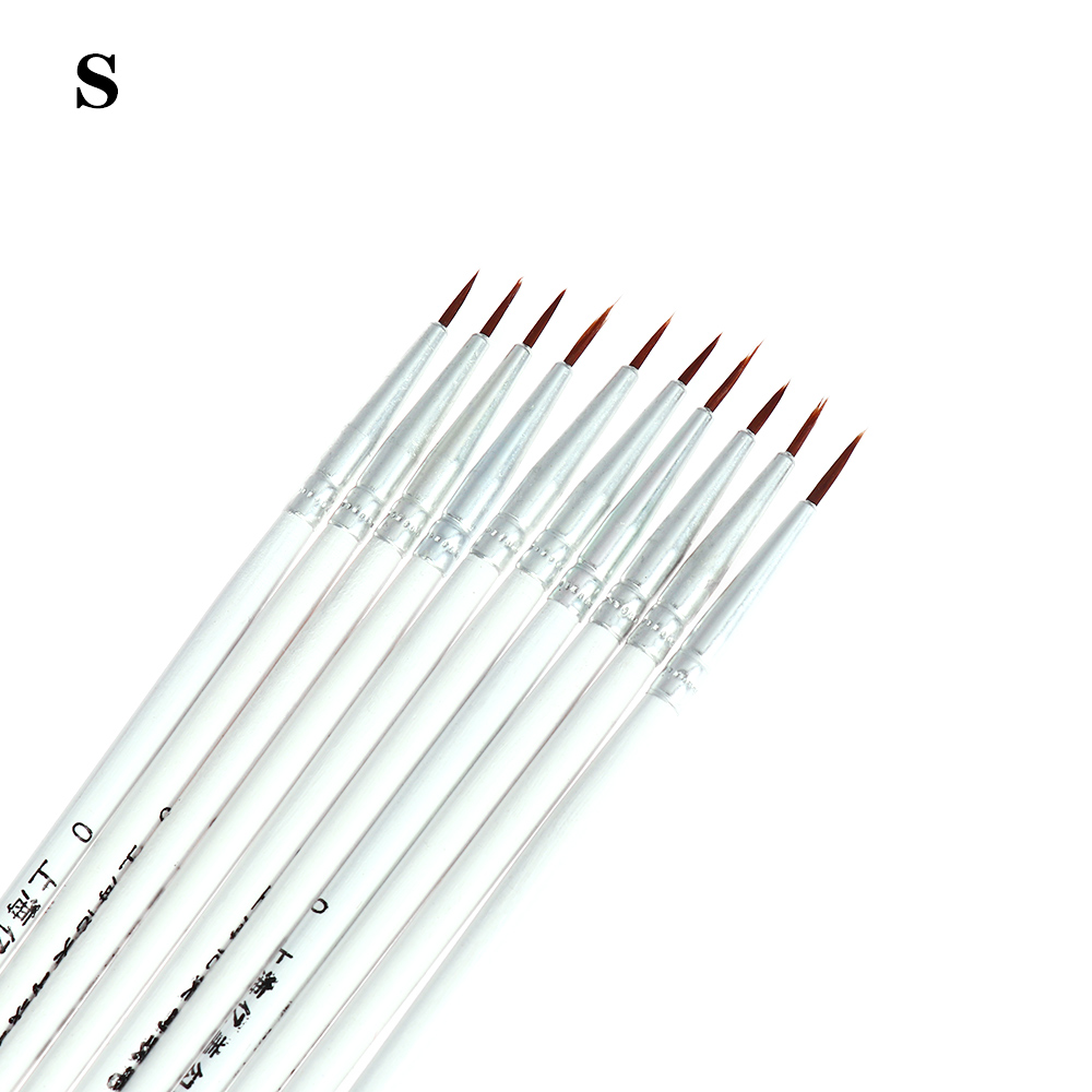 10 teile/satz Feine Hand Gemalt Dünne Haken Linie Stift Kunst Liefert Zeichnung Kunst Stift Pinsel Nylon Pinsel Acryl Malerei stift: S-Weiß