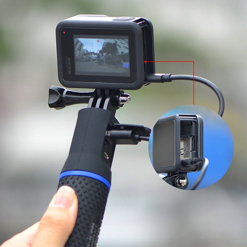 5200 mah opladeligt kamera power bank håndtag monopod stativ genopladeligt batteri til gopro max hero 9/8/7/6/5 osmo pocket action