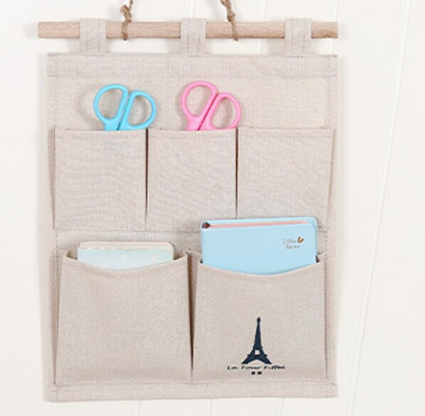 US STOCK 5 Pockets Hanging Storage Bags Linen Organizer Pouch Tidy Holder Wall Door Closet Bathroom Bedroom: Default Title