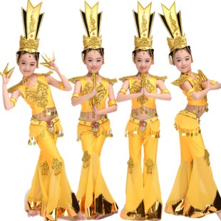 Kinderen Avalokitesvara prestaties kleding voor meisjes kostuums dans kleding klassieke dans Feitian: 1 / 160