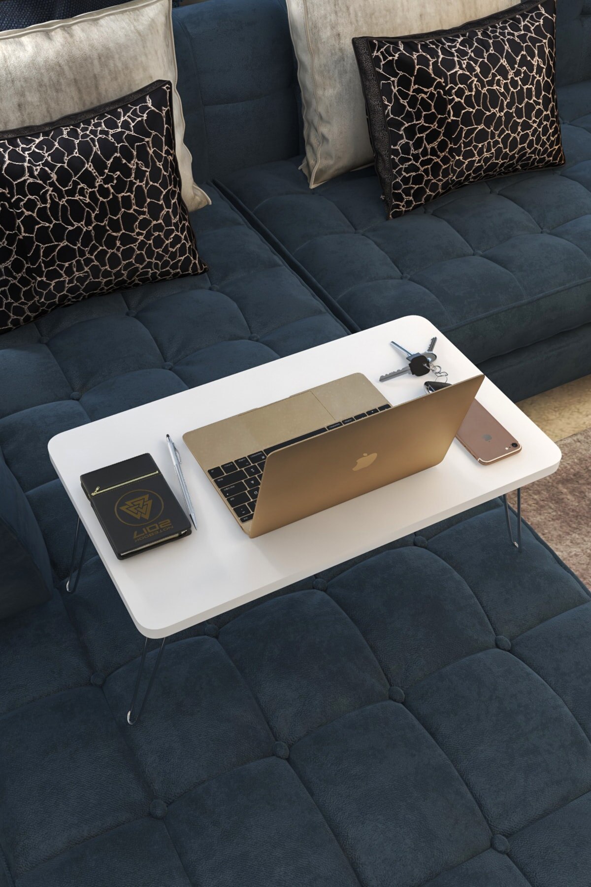Opvouwbare Laptop Tafel Voor Werken Ontbijt Tafel, Pvc Coating, Voeten Metalen, Opvouwbaar, 60*35*28Cm Speciale Laptop