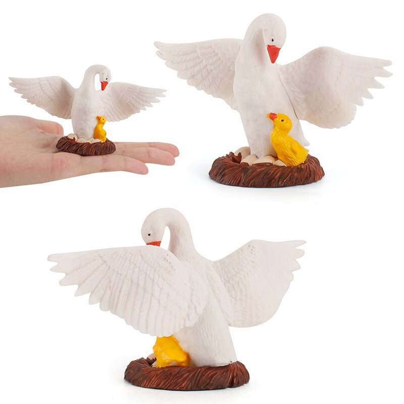 Mini Simulation Poultry Animal Model Swan Rooster Hen Farm Poultry Animal Model Plastic Figurines Farm Series Kids Toys