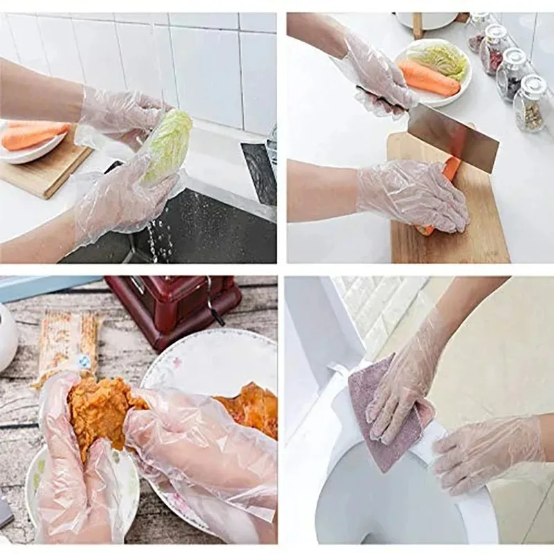Guantes desechables ecológicos para jardín, hogar, restaurante, barbacoa, guantes multifuncionales transparentes, grado alimenticio,