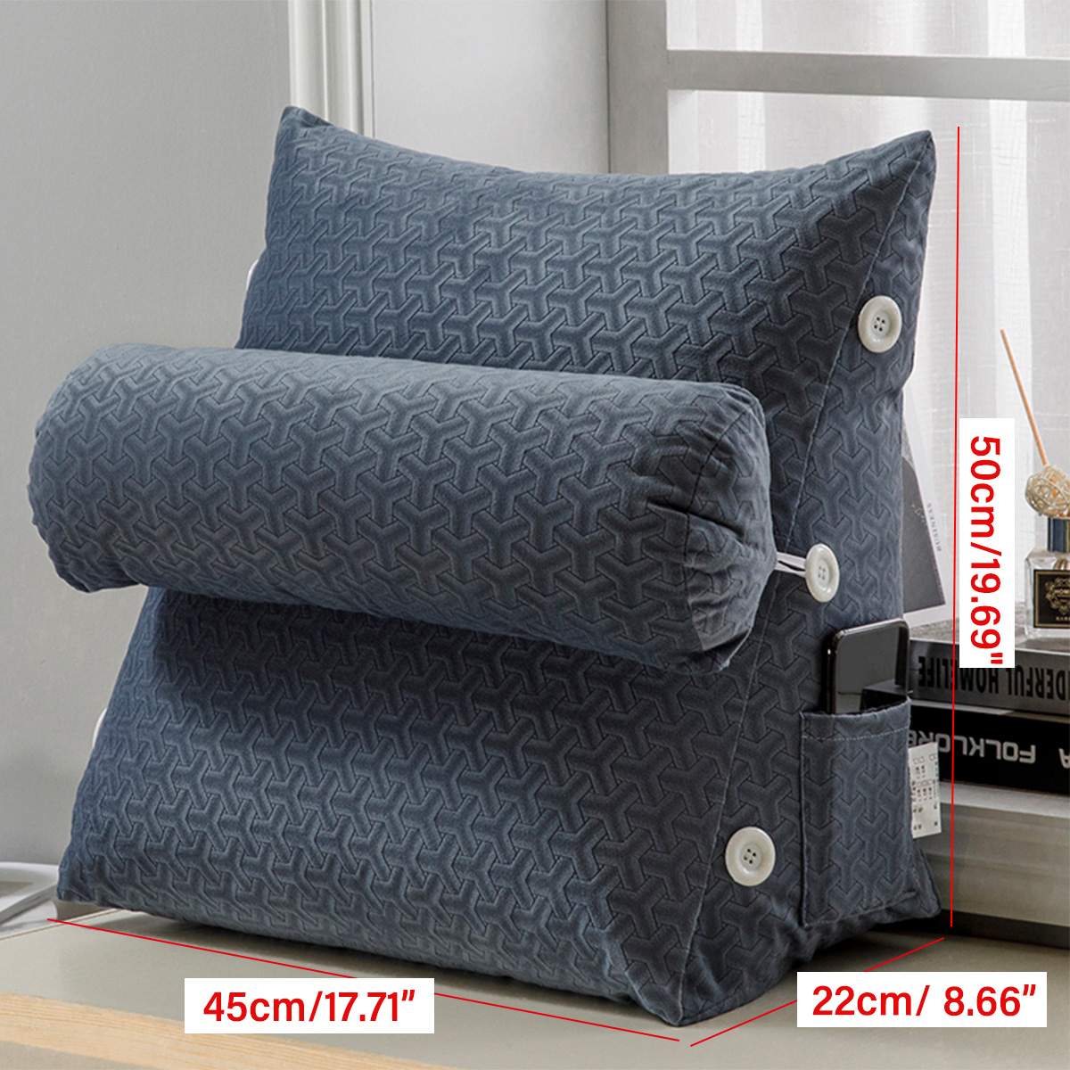 45*50*22cm Comfort Wedge Bed Reading Pillow Large Big Sofa Bedside Bed Lumbar Support Cushion Backrest Back Rest Pillow Bedroom