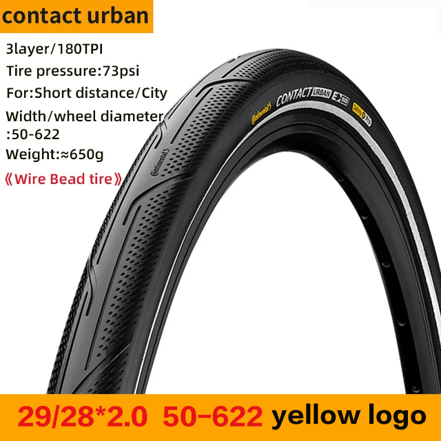 Continental Contact Urban-neumáticos de 28/29 pulgadas para bicicleta eléctrica, llantas con tiras reflectantes, 40/42/47/50/55-622 180 TPI MTB: Blanco