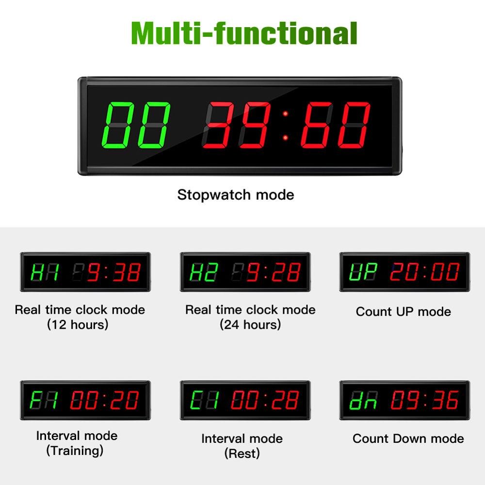 Training Timer Led Display Elektronische Klok Stopwatch Interval Timer Prescise Wandklok Met Afstandsbediening Voor Gym Fitness Training