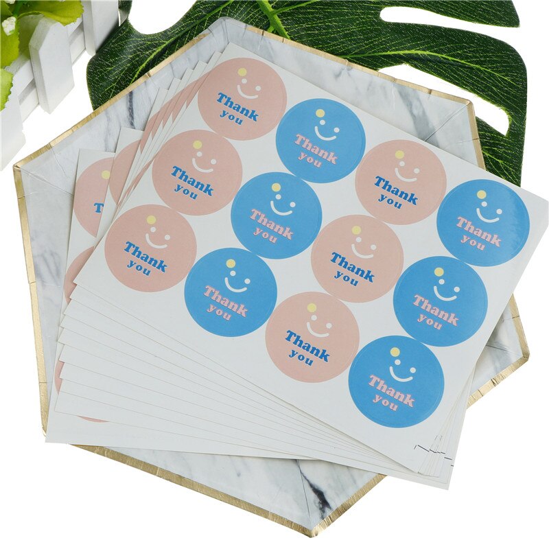 120pcs Smile Thank you Paper Seal Stickers DIY posted/Baking Decor label