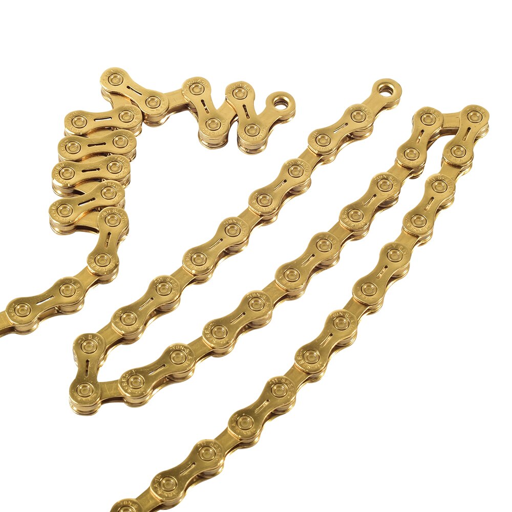 YBN chain 10 11 speed bike chain bike chain semi-hollow mountain road bike chain 10 11S ultra light 116L MTB gold chain