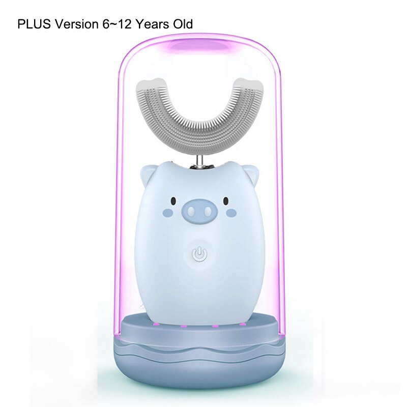 Kids' escova de dentes elétrica totalmente automático à prova dtoothbrush água silicone recarregável para a idade 2 a 12 fou99