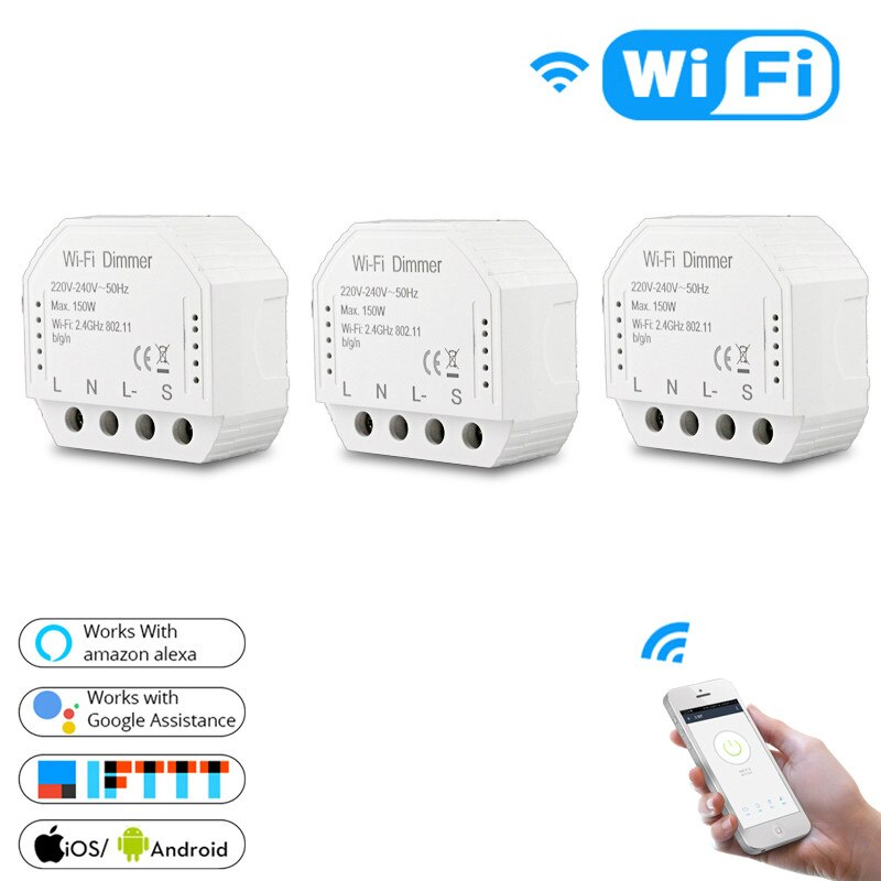 DIY inteligente WiFi luz LED Dimmer interruptor regulador de vida inteligente/Tuya APP Control remoto 1/2 forma interruptor trabaja con Alexa eco de Google