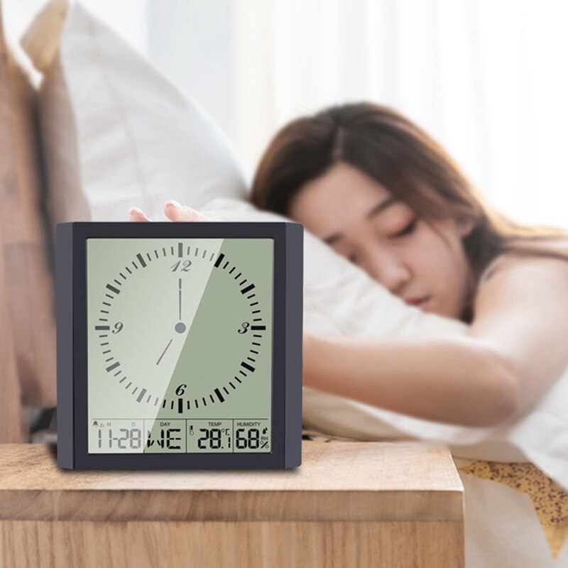 Digital Wall Clock, Alarm Clocks for Bedroom Home Decor, Large LCD Screen with Time/Calendar/Temperature Display