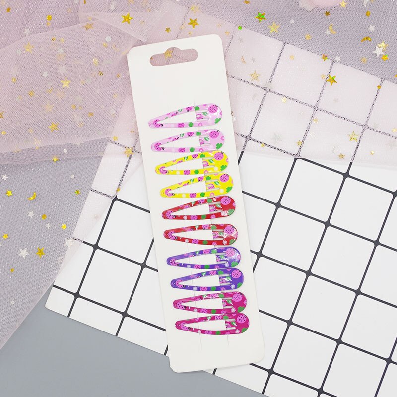 Baby Meisje Haarspeld Hoofddeksels 10Pcs Leuke Cartoon Printing Mini Peuter Kinderen Kids Hair Clips Pins Barrette Mooie Hairgrip