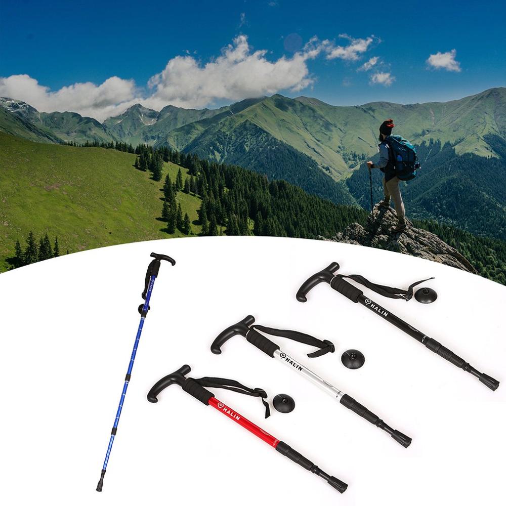 Outdoor Folding Handle 4-Section Folding Walking Sticks Canes Hiking Poles Trekking Poles Stick Adjustable Antishock