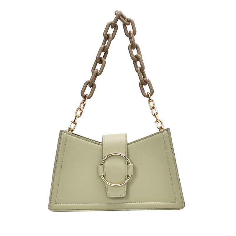 Women's PU Leather Shoulder Bag - Small Crossbody Purse with Chain - Fashionable Casual Tote