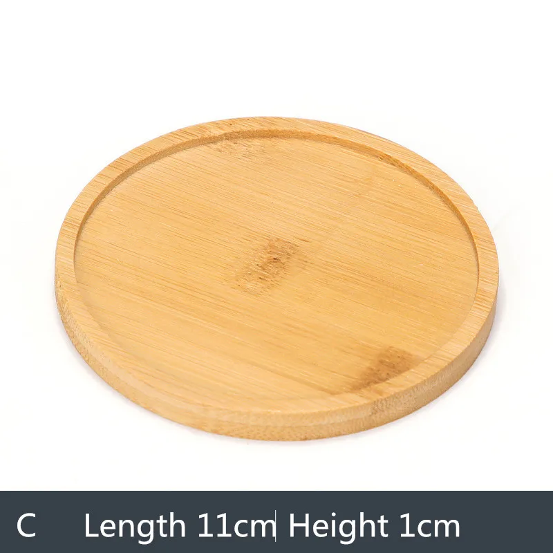 Soporte para maceta con 8 diseños, almohadilla para bonsái carnoso, bandeja de bambú, bandeja para maceta de madera, decoración para el hogar y la Oficina, soporte para macetas, 1 ud.: Amarillo claro
