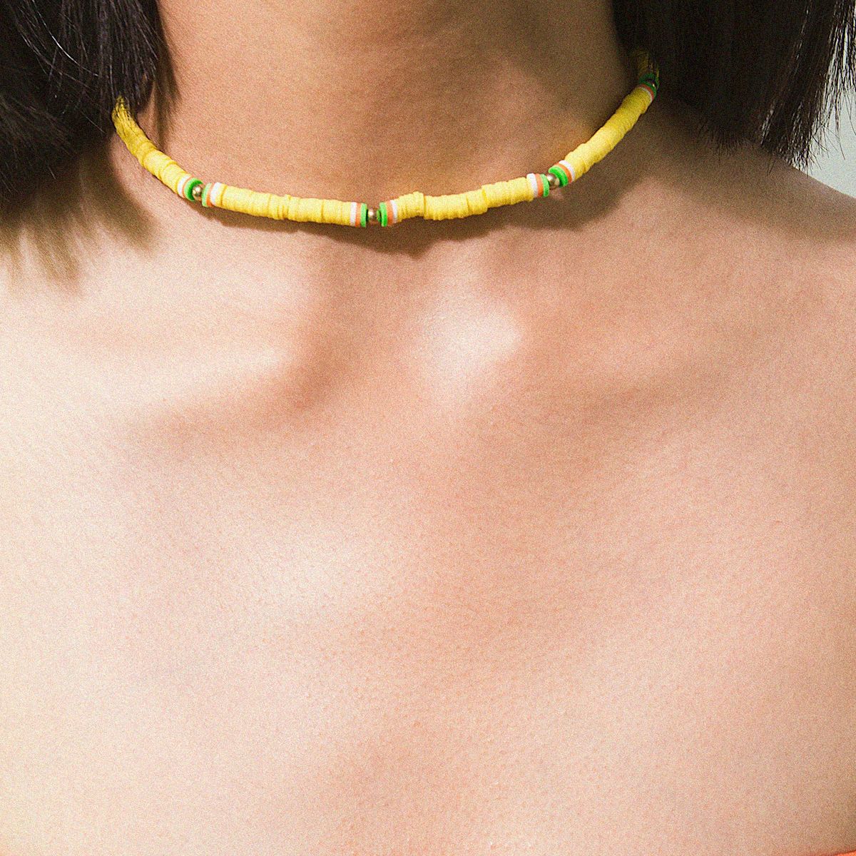 Zachte Aardewerk Choker Ketting Voor Vrouwen Kleurrijke Kralen Kraag Polymeer Klei Ketting Boho Surfer Chocker Sieraden