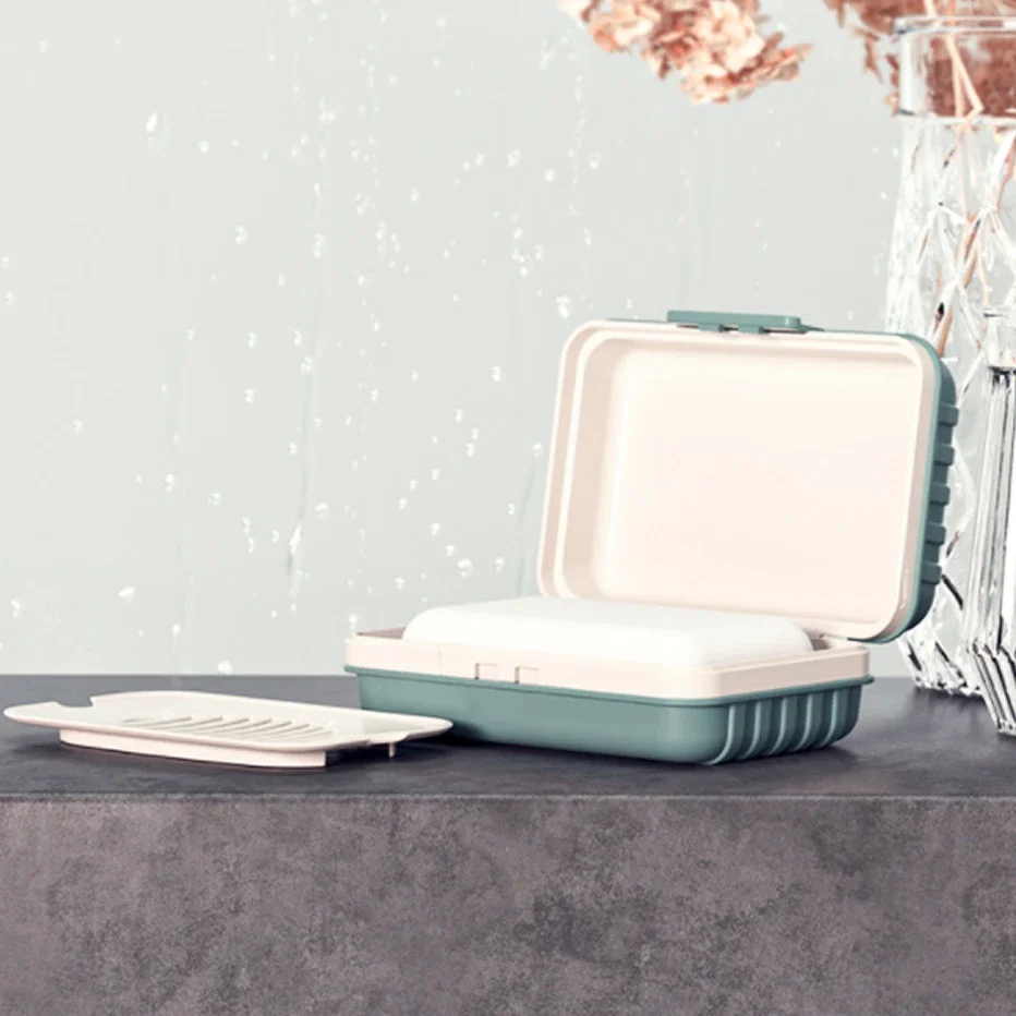 Jabonera de baño con tapa, caja de jabón de plástico para el hogar, mantiene el jabón seco, artículos esenciales de viaje, 2/3 Uds.