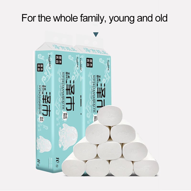 10pcs Tissue Roll Non-Core No Wet Strength Agent Paper Roll Original Wood Pulp Material Fine Texture for Home Office Living Room