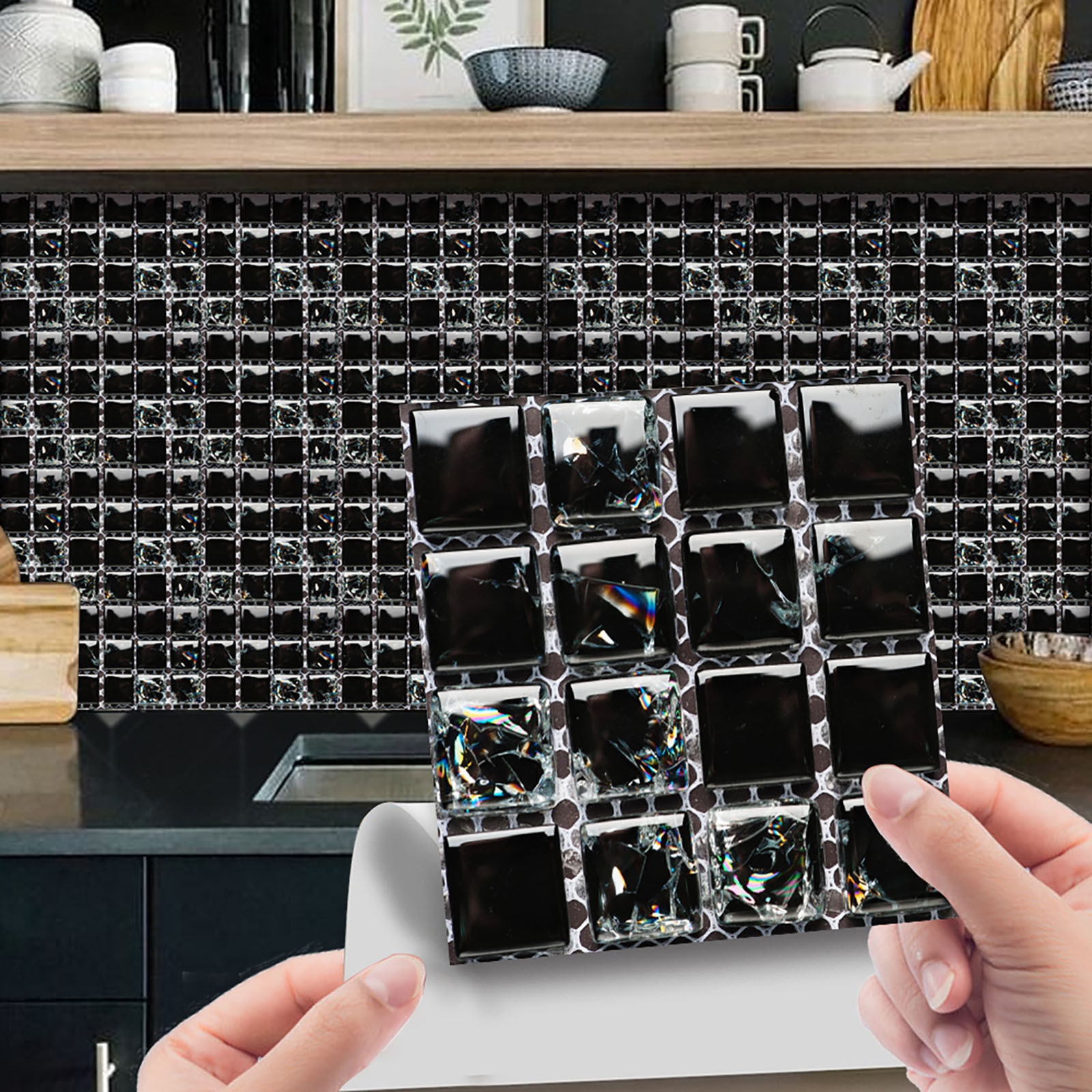 10Pc 3d Kristal Tegel Stickers Diy Waterdichte Zelfklevende Muurstickers Home Decoratie Keuken Woonkamer Wc 12x12cm