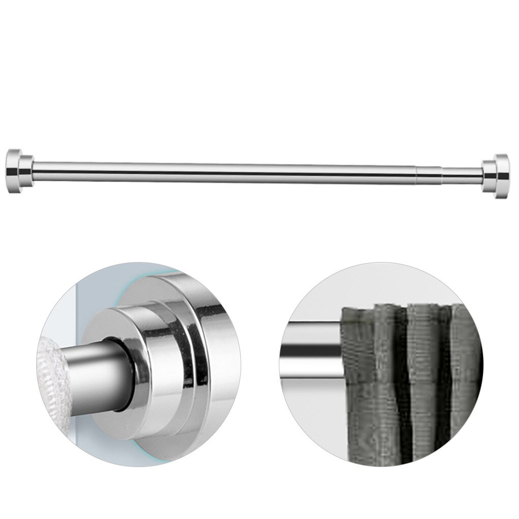 Rvs Telescopische Douchegordijn Stang Geen Boren Badkamer Verstelbare Opknoping Bad Staaf 80Cm