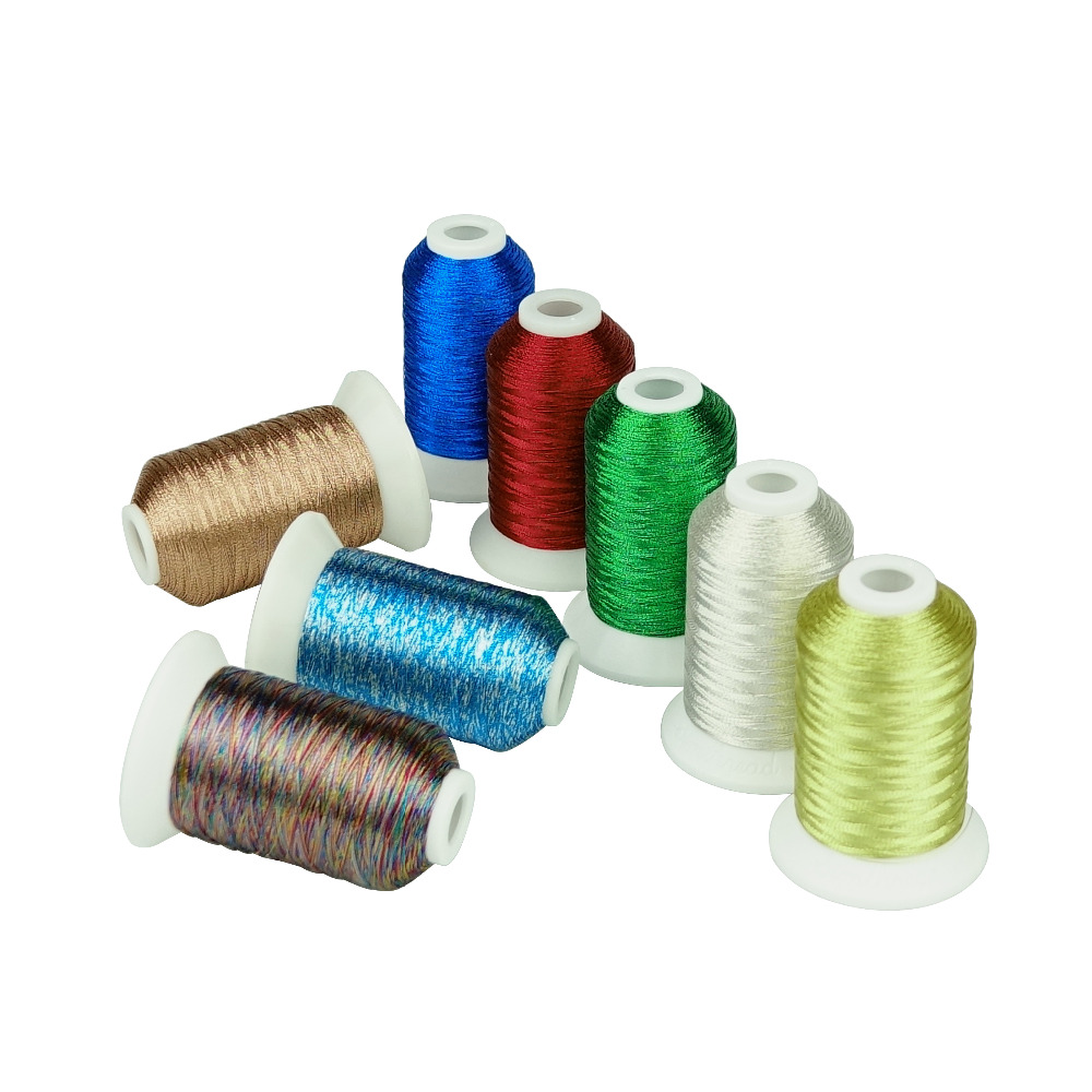 Simthread Metallic Embroidery Machine Thread 550 Yards/Cone, 8 Colors for Christmas
