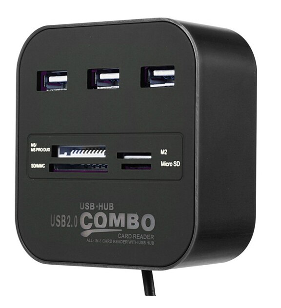 Twobro USB Hub 2.0 3 Ports TF Micro SD Card Reader Slot USB Combo Multi All In One USB Splitter Cables For Laptop Macbook: Black