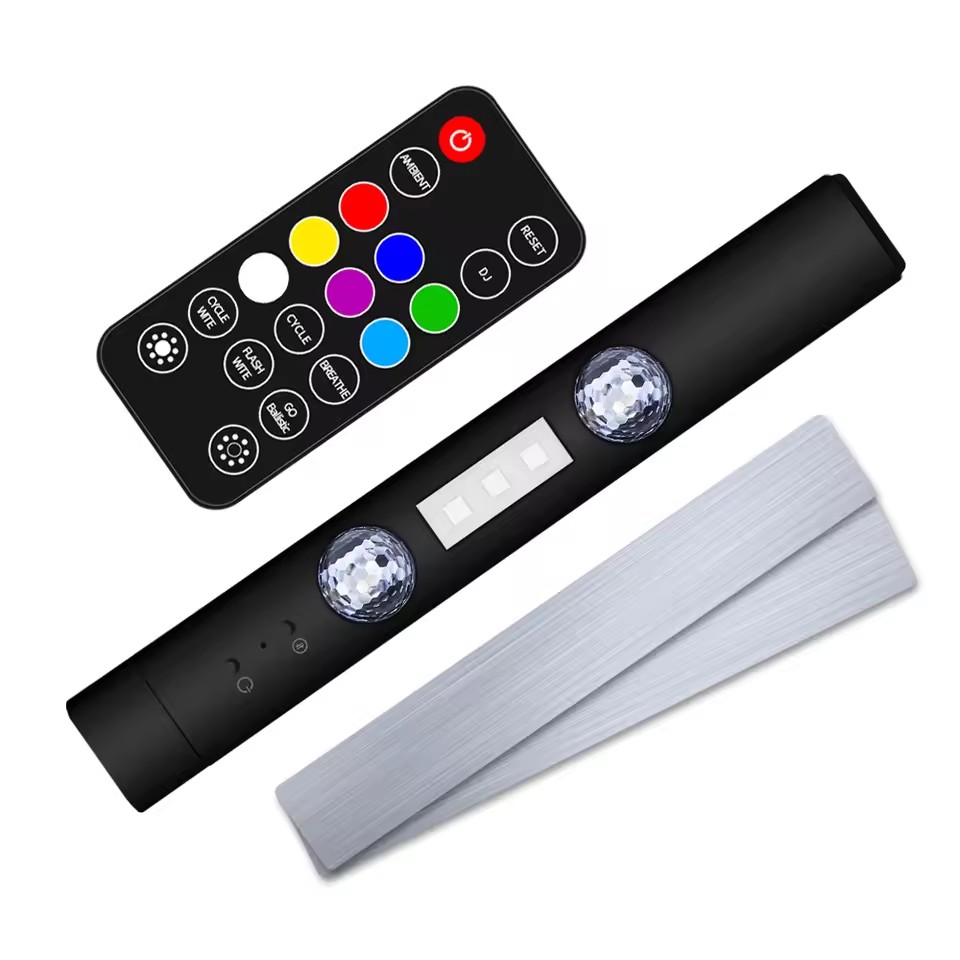 Lámpara LED de ambiente para coche, Control inalámbrico por voz, luz de estrella de techo RGB, carga USB, luces ambientales decorativas para Interior de coche: Rojo