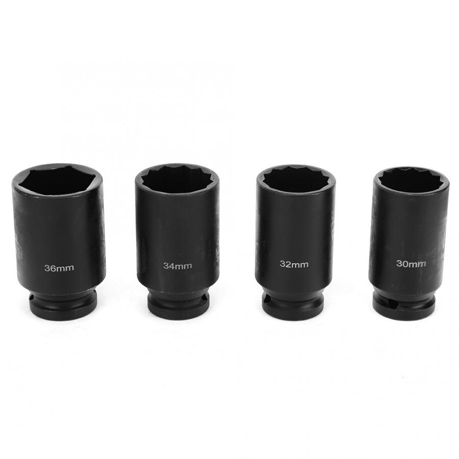 4Pcs 1/2Inch Drive Impact Socket High Hardness Chrome Molybdenum Steel Double Hex