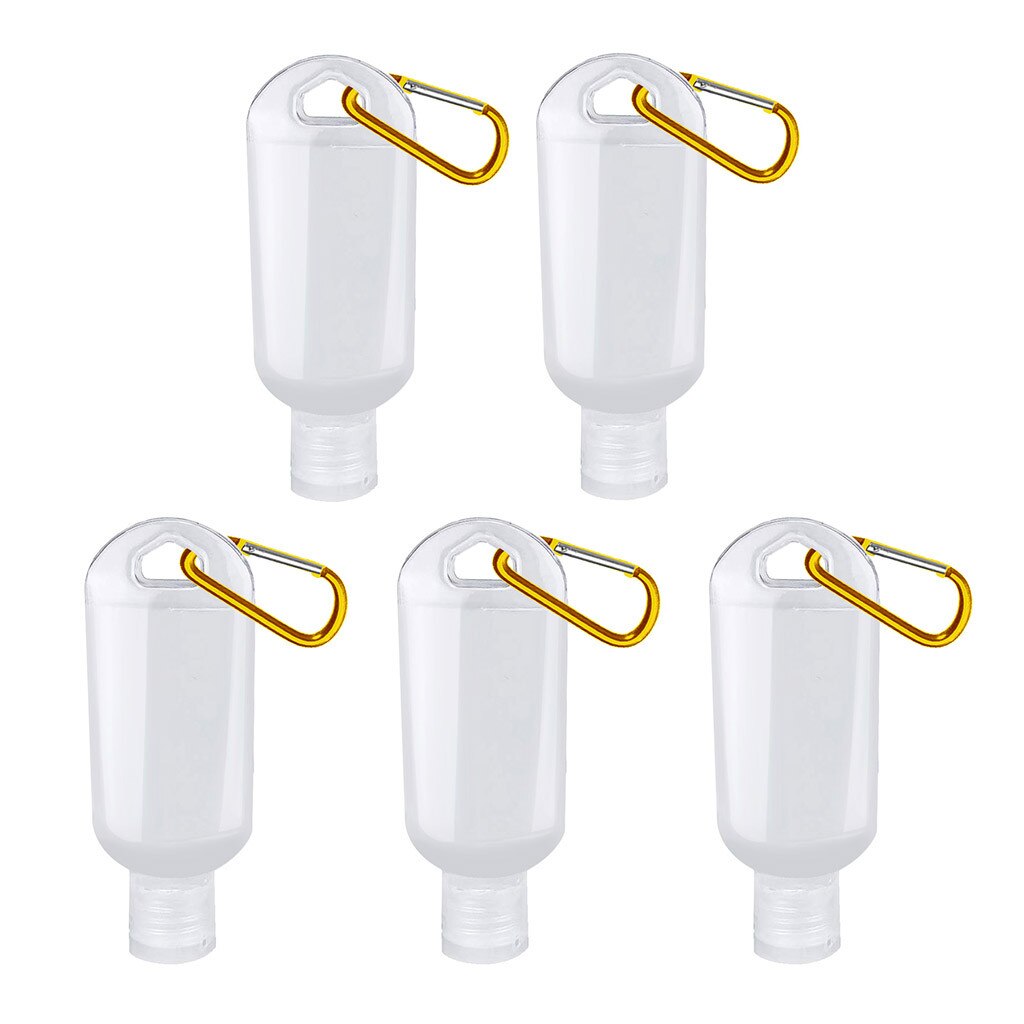 5pcs Travel Transparent Plastic Perfume My Small MIni Empty Refillable Bottle With Key Ring Hand Sanitizer Bottle #jew: Yellow 