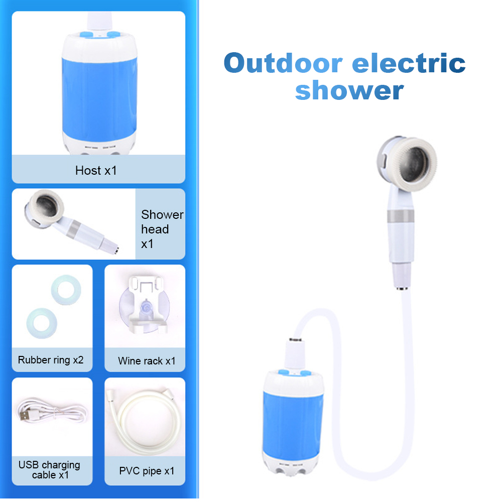 Portable Outdoor Shower Set Handheld Shower Head Adjustable Flow Camping Shower for Hiking Backpacking Beach Traveling Gardening: Silver
