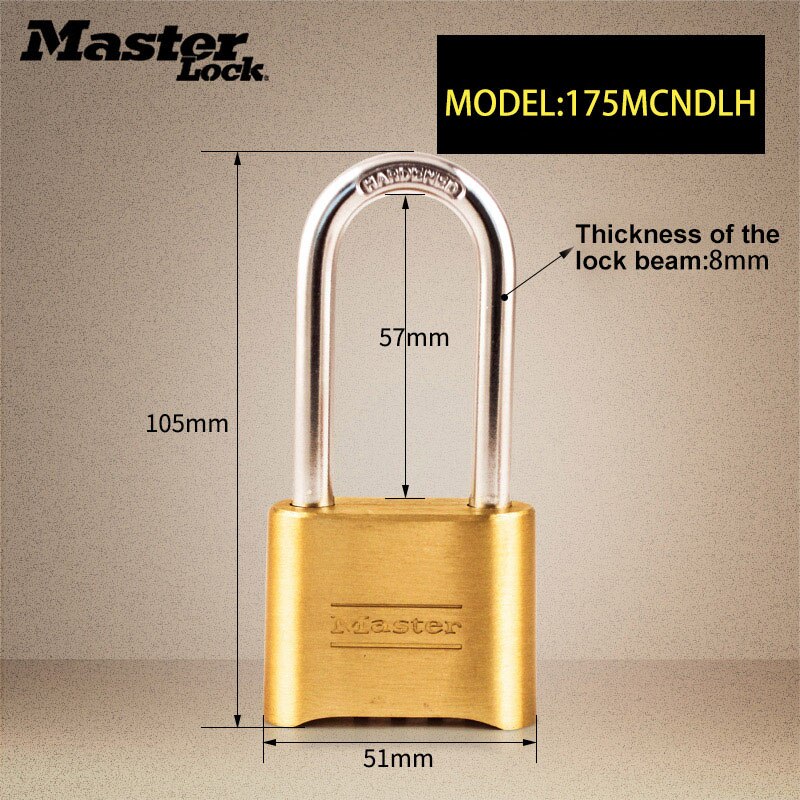 Master Lock Password Padlock Brass Solid Body Anti-rusting Combination Code Lock Door Locker Anti-theft Padlocks Waterproof: 175MCNDLH