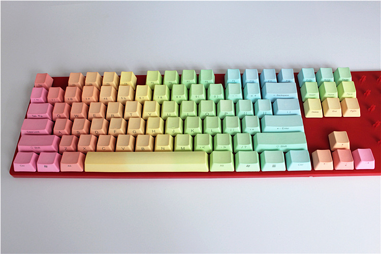 87 keys Rainbow OEM Profile Keycaps Cherry MX switch PBT Keycaps Radium valture Side-printed Keycaps for Mechanical Keyboard: Colorful
