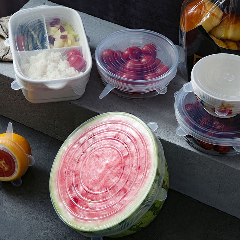 6 stuks/set siliconen rekdeksels universele deksel siliconen kom pot deksel siliconen deksel pan koken voedsel vers deksel magnetron deksel